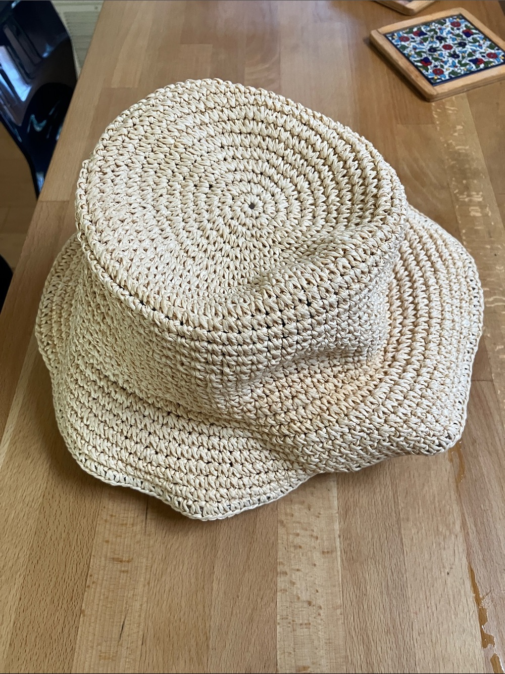 Kids Straw Sun Hat - Cream Wide Brim